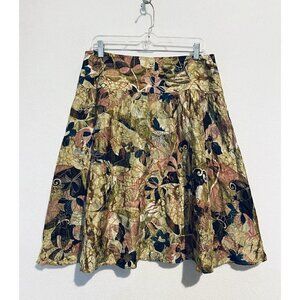 Chicos 2 Shia Skirt Womens Large 12 Spring Flowers A Line Embroidered Silk